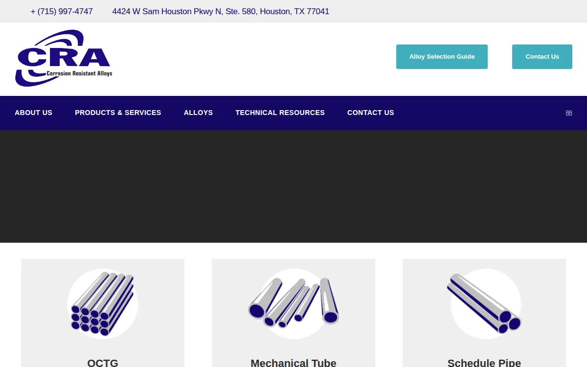 Homepage of Corrosion Resistant Alloys, LLC