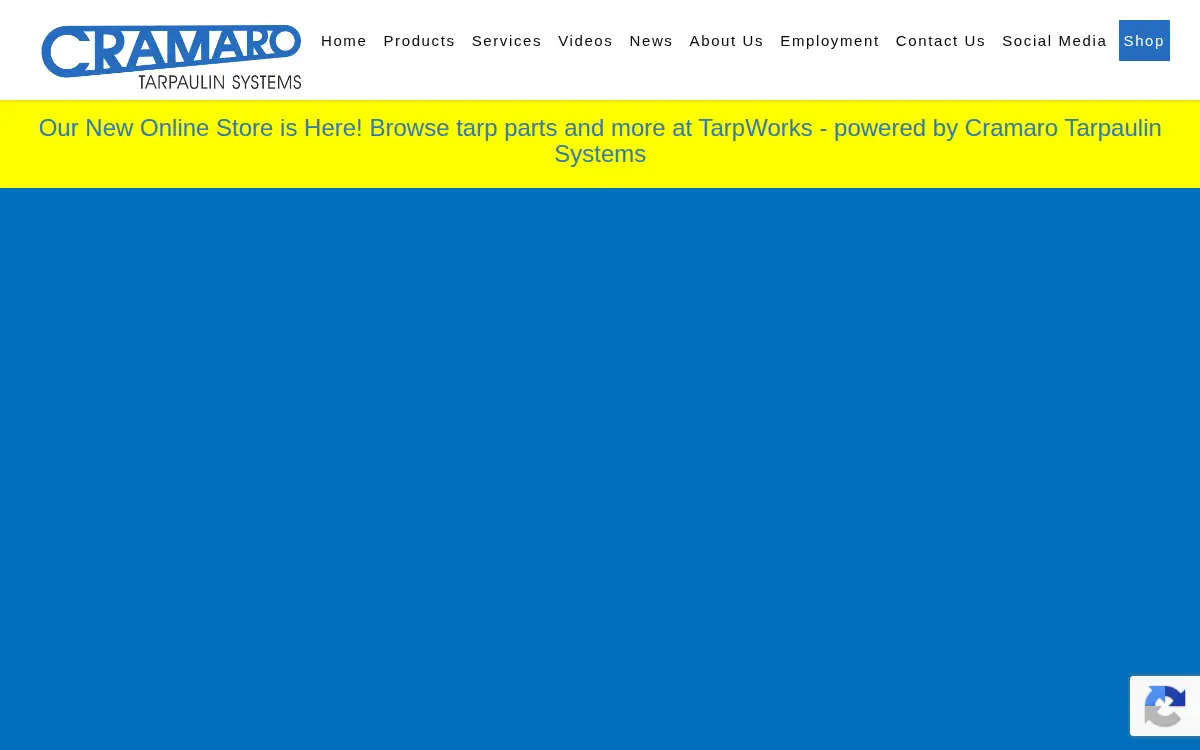 Homepage of Cramaro Tarpaulin Systems, INC