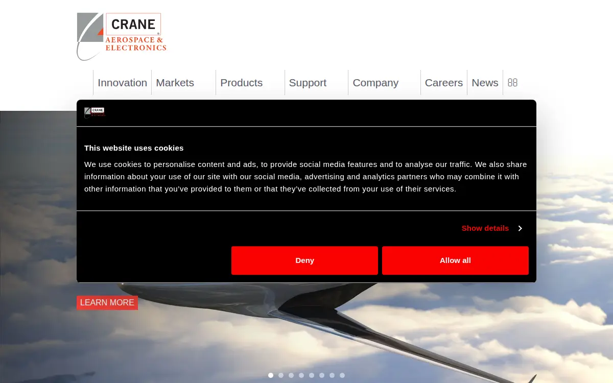 Homepage of Crane Electronics, INC