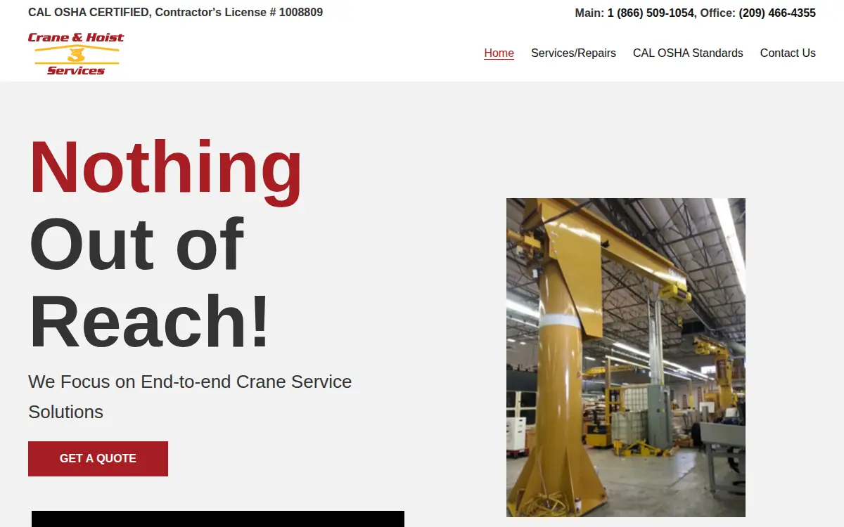 Homepage of Crane & Hoist Services LTD