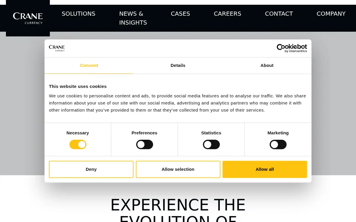 Homepage of Crane & Co., INC.