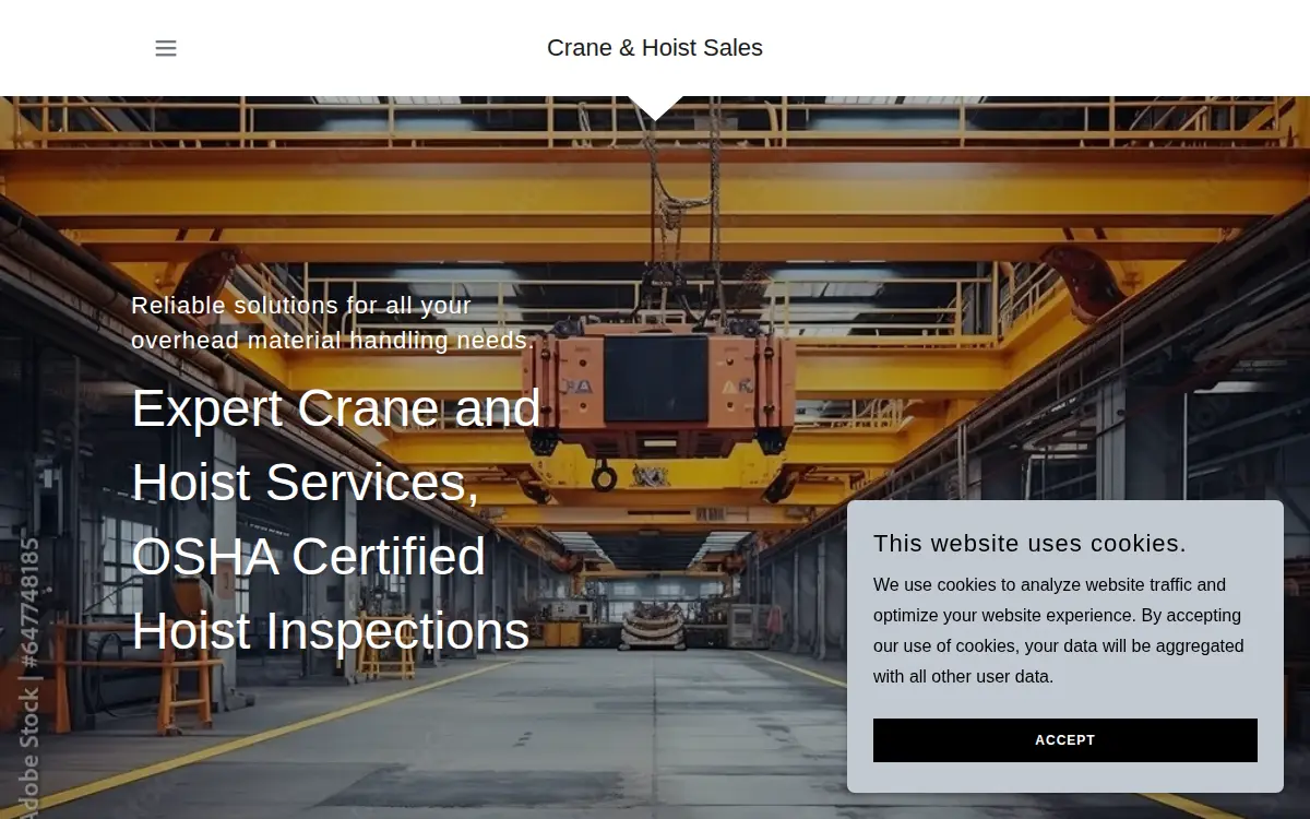 Homepage of Crane & Hoist Sales INC
