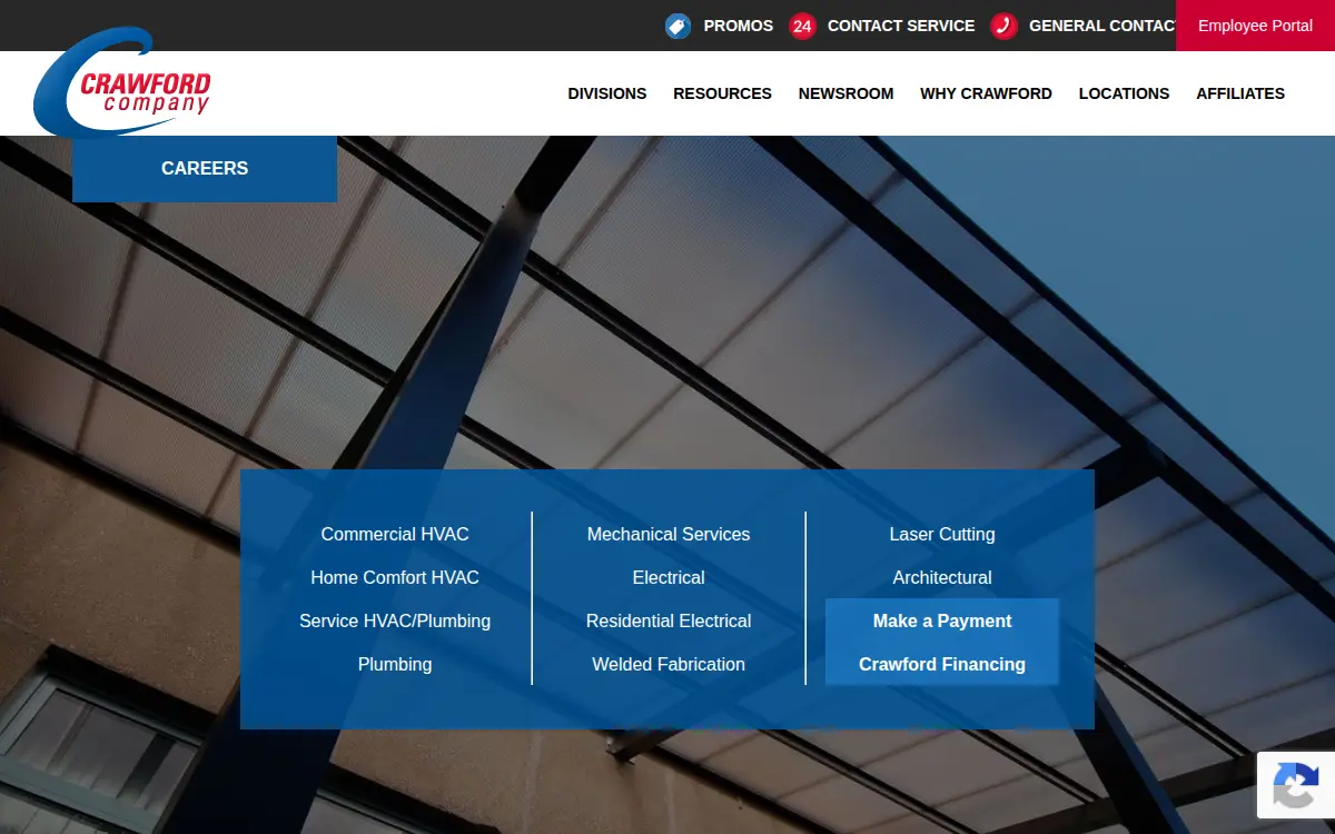 Homepage of Crawford Heating & Cooling CO.