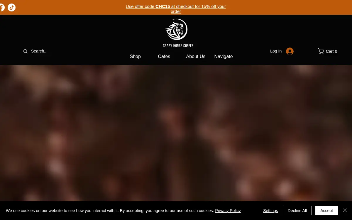 Homepage of Crazy Horse Coffee LLC