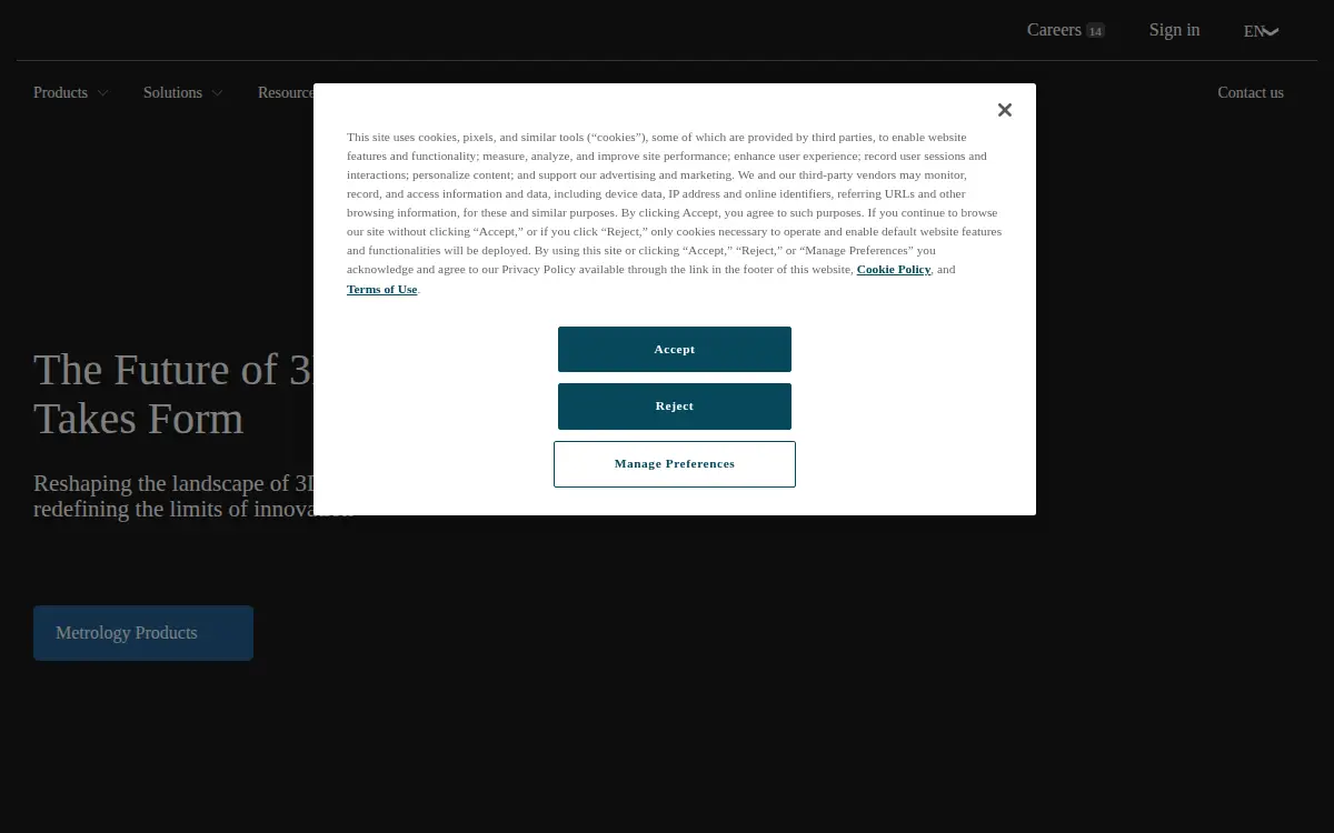 Homepage of Creaform USA INC