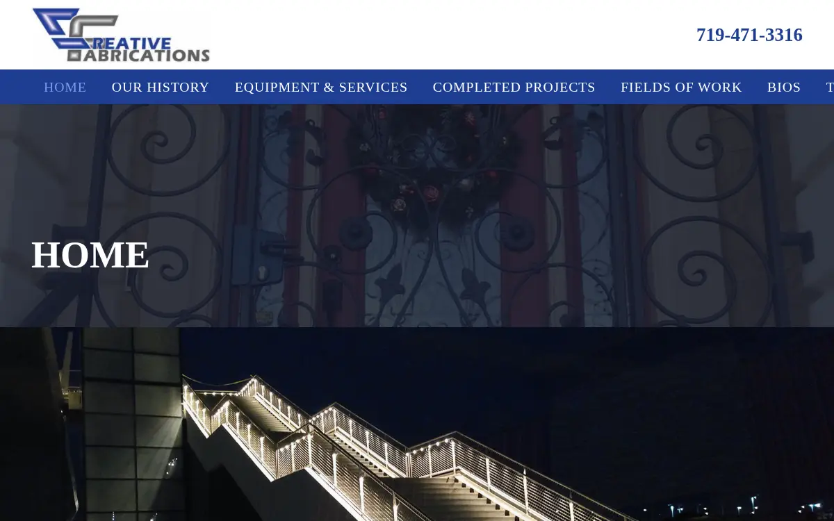 Homepage of Creative Fabrications LLC