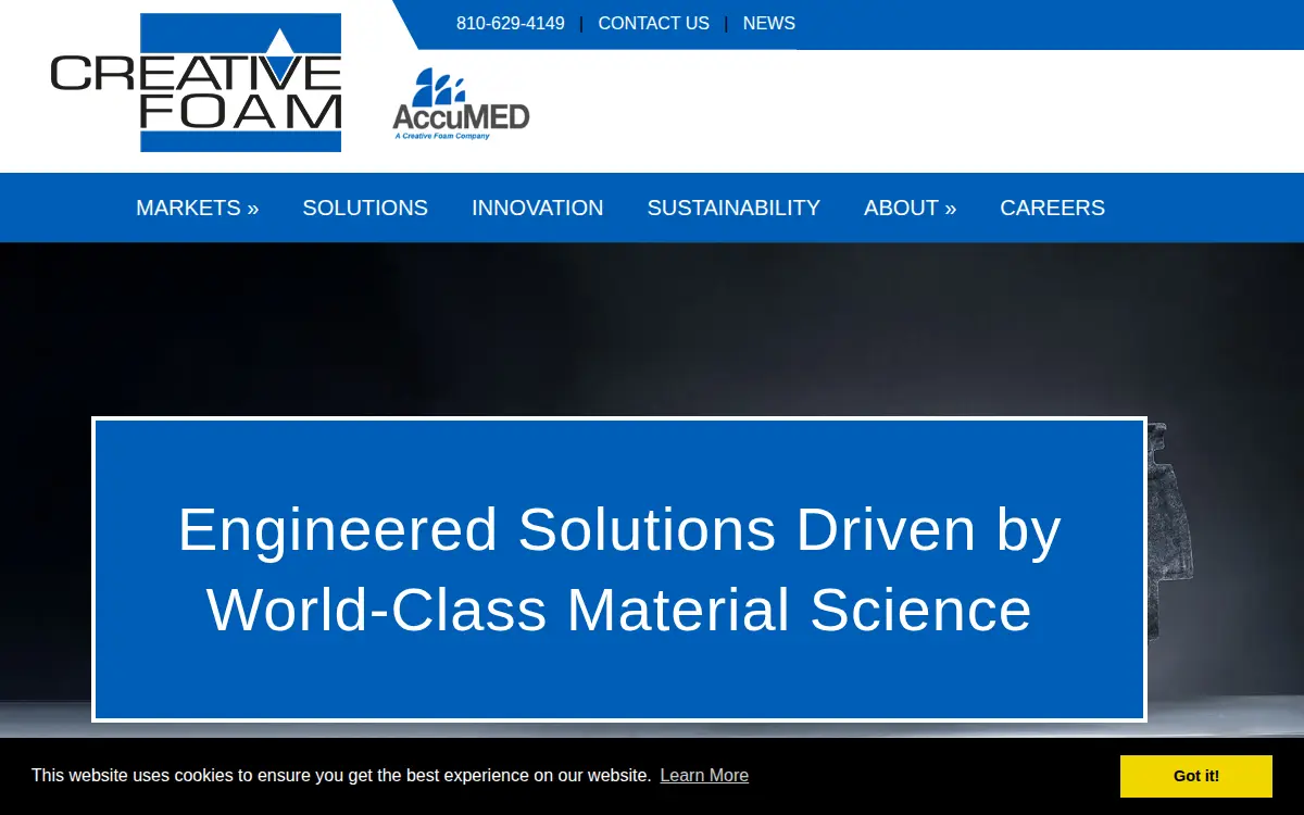 Homepage of Creative Foam Corporation