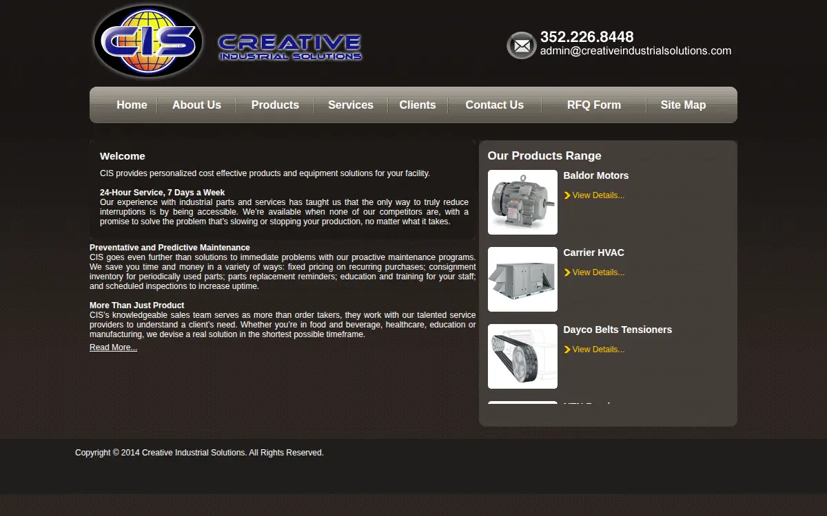 Homepage of Creative Industrial Solutions, LLC