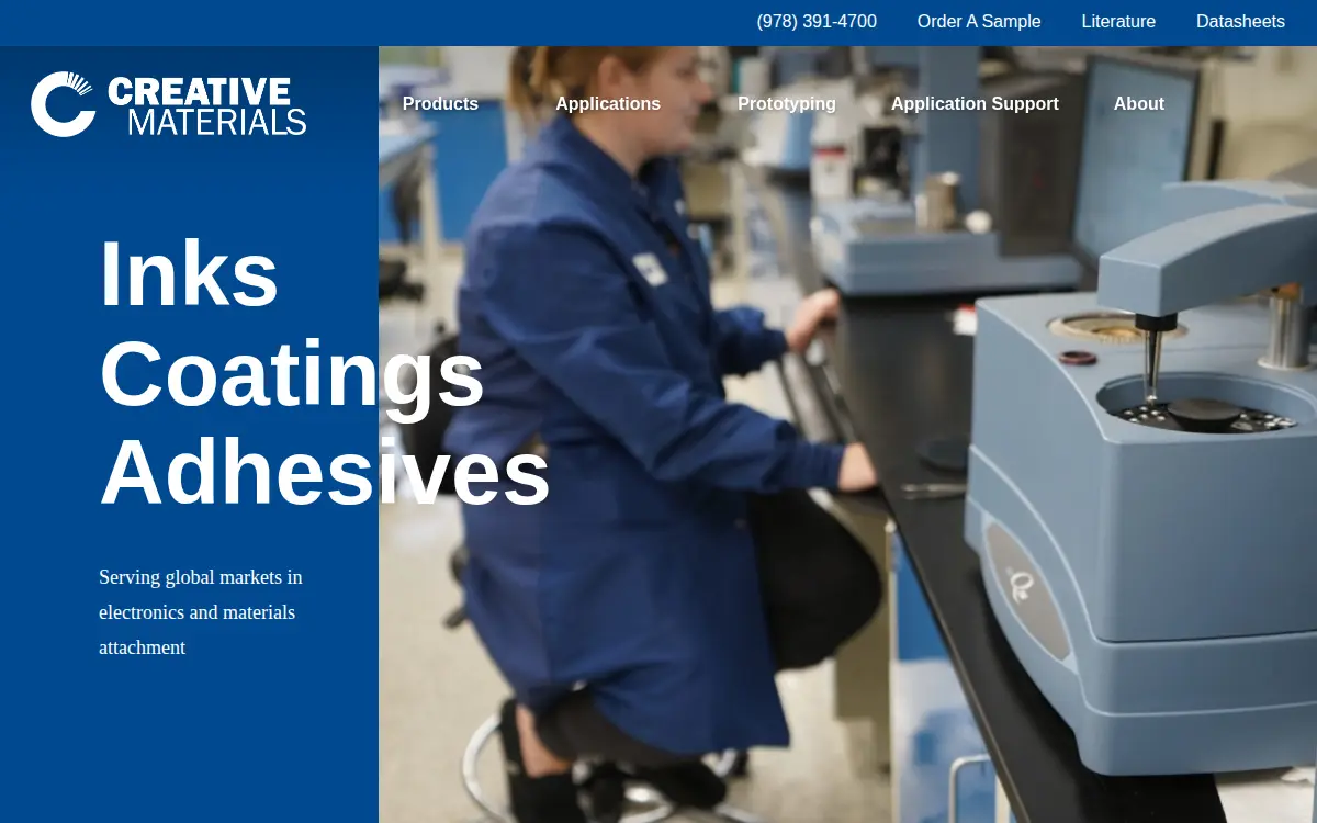 Homepage of Creative Materials, INC.