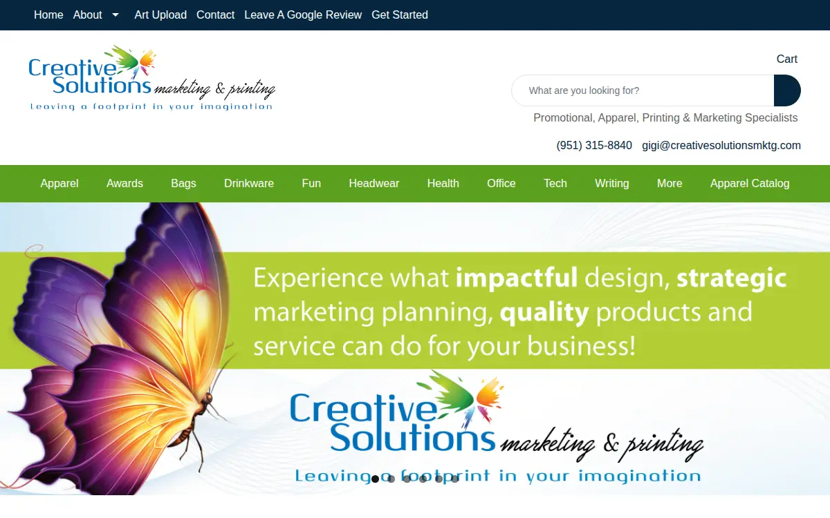 Homepage of Creative Solutions Marketing & Printing, INC.