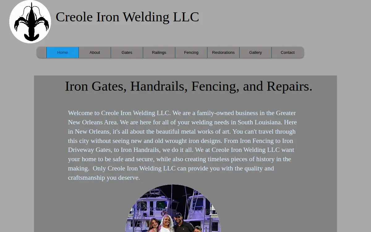 Homepage of Creole Iron Welding LLC