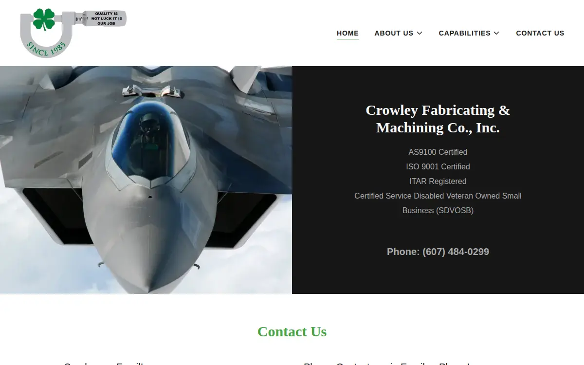 Homepage of Crowley Fabricating and Machining CO INC