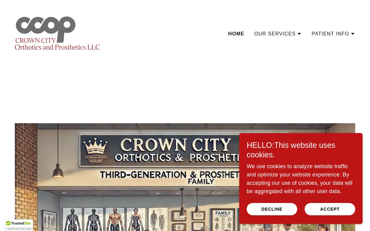 Homepage of Crown City Orthotics and Prosthetics LLC