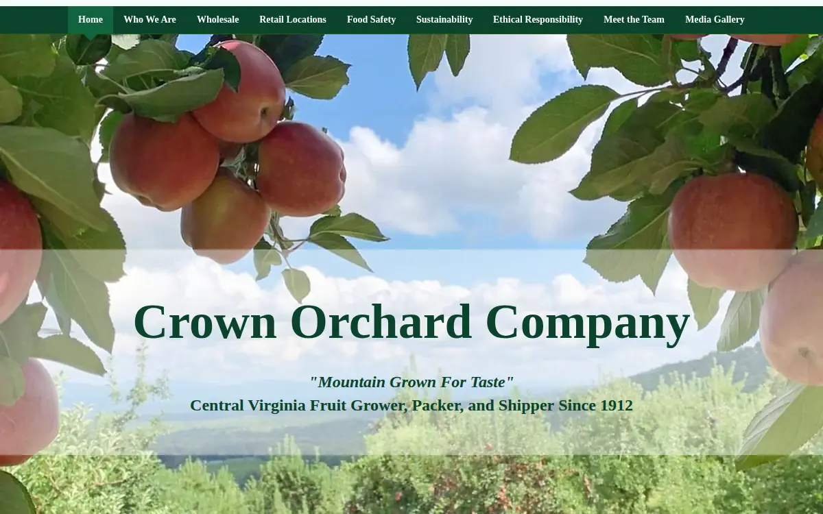 Homepage of Crown Orchard Company LLC