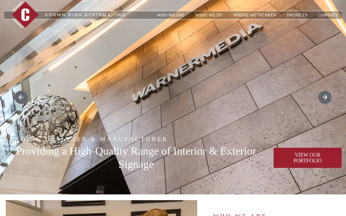 Homepage of Crown Sign Systems, INC.