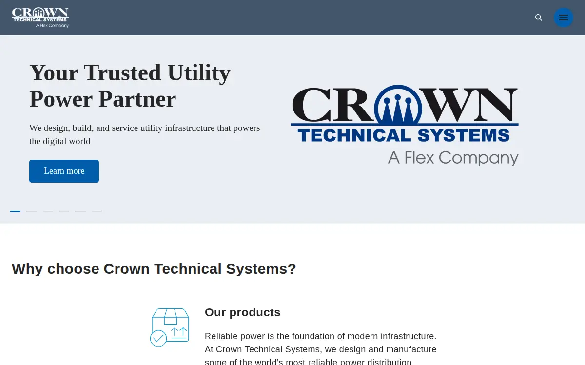Homepage of Crown Technical Systems