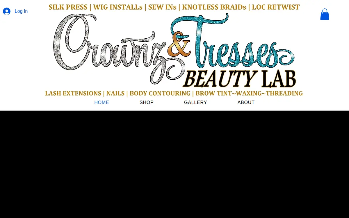 Homepage of Crownz and Tresses, LLC.