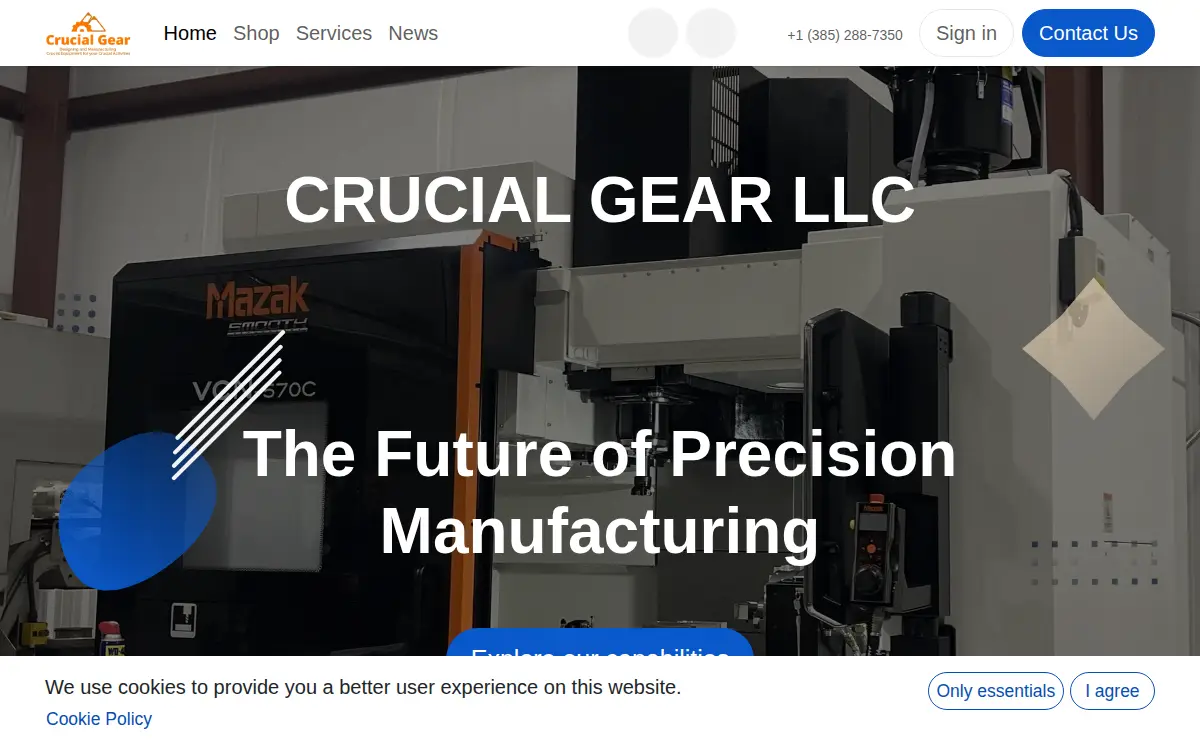 Homepage of Crucial Gear LLC