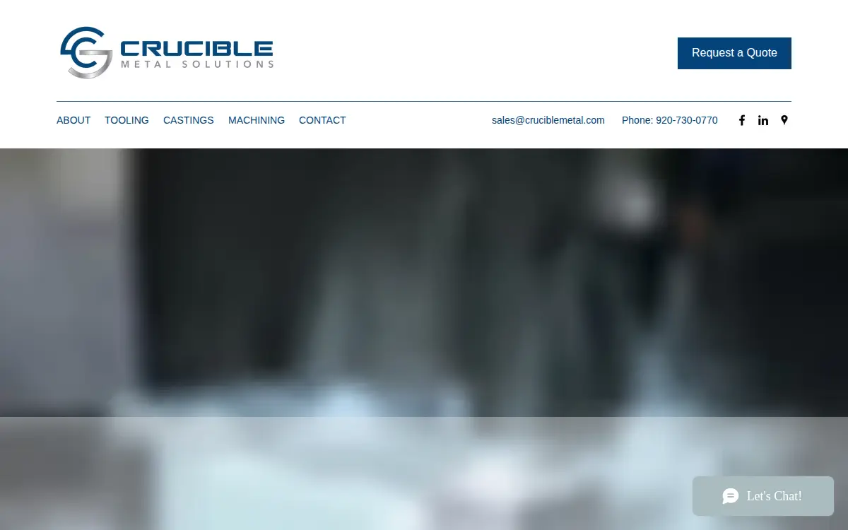 Homepage of Crucible Metal Solutions INC
