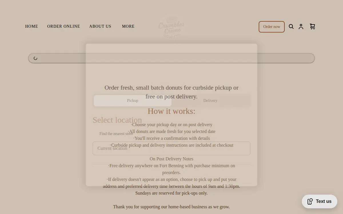 Homepage of Crumbles and Creme Donuts, LLC
