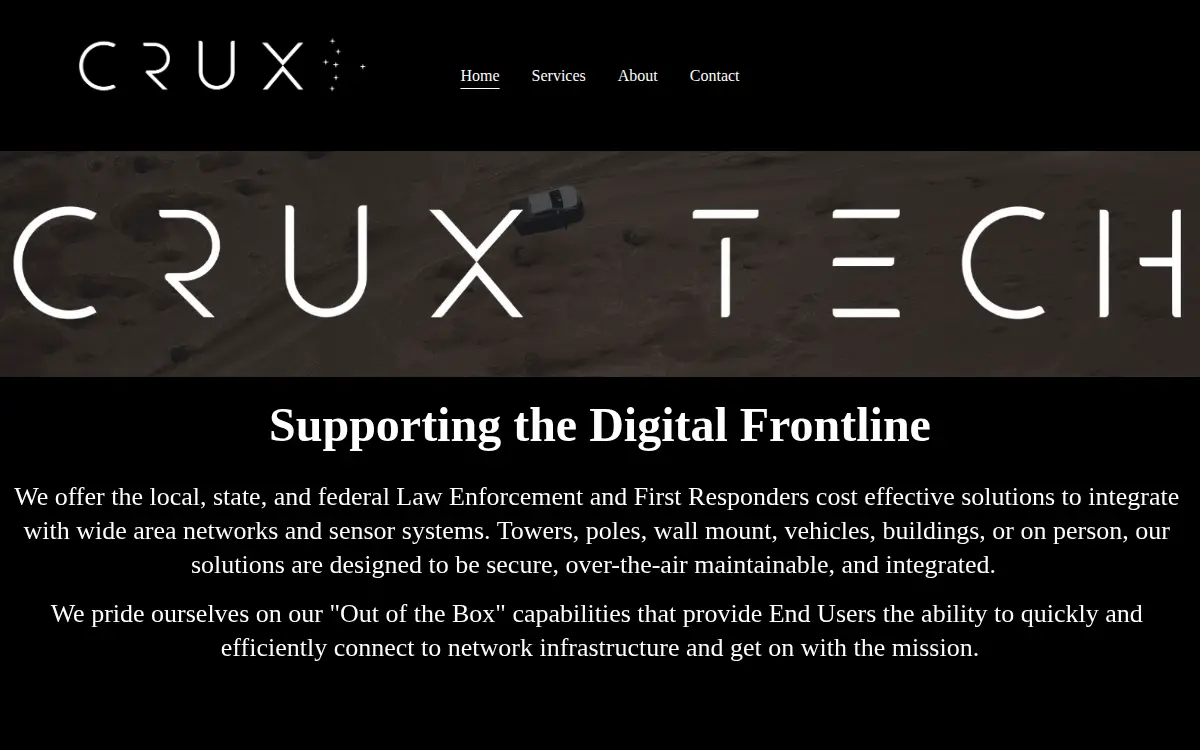 Homepage of Crux Tech LLC