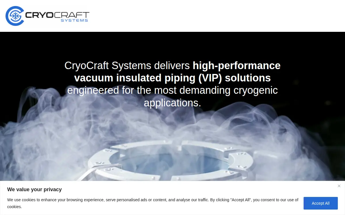 Homepage of Cryocraft Systems, LLC
