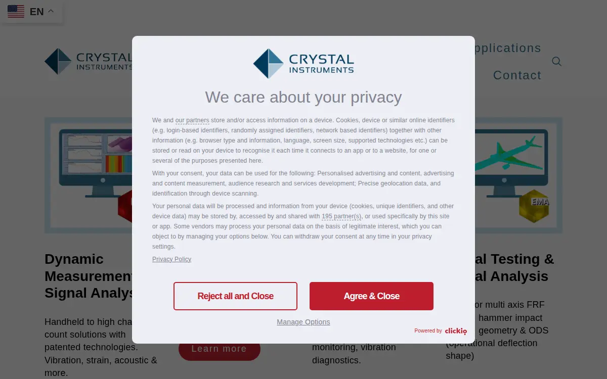 Homepage of Crystal Instruments Corporation