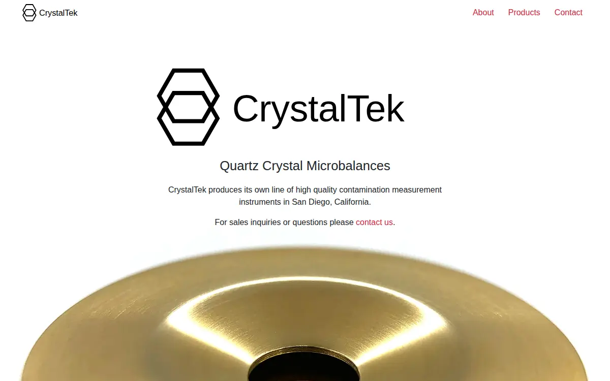 Homepage of Crystaltek Corporation