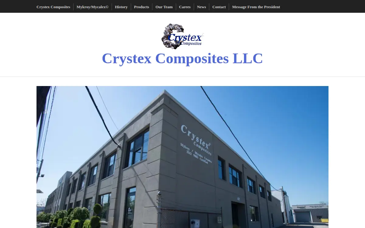 Homepage of Crystex Composites LLC