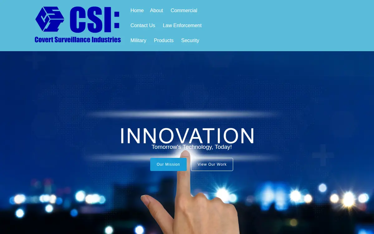 Homepage of Covert Surveillance Industries, LLC