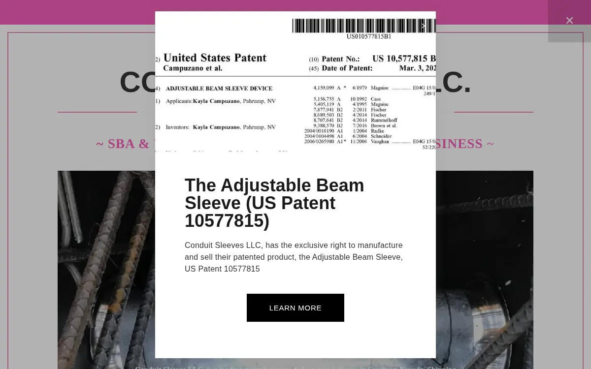 Homepage of Conduit Sleeves LLC