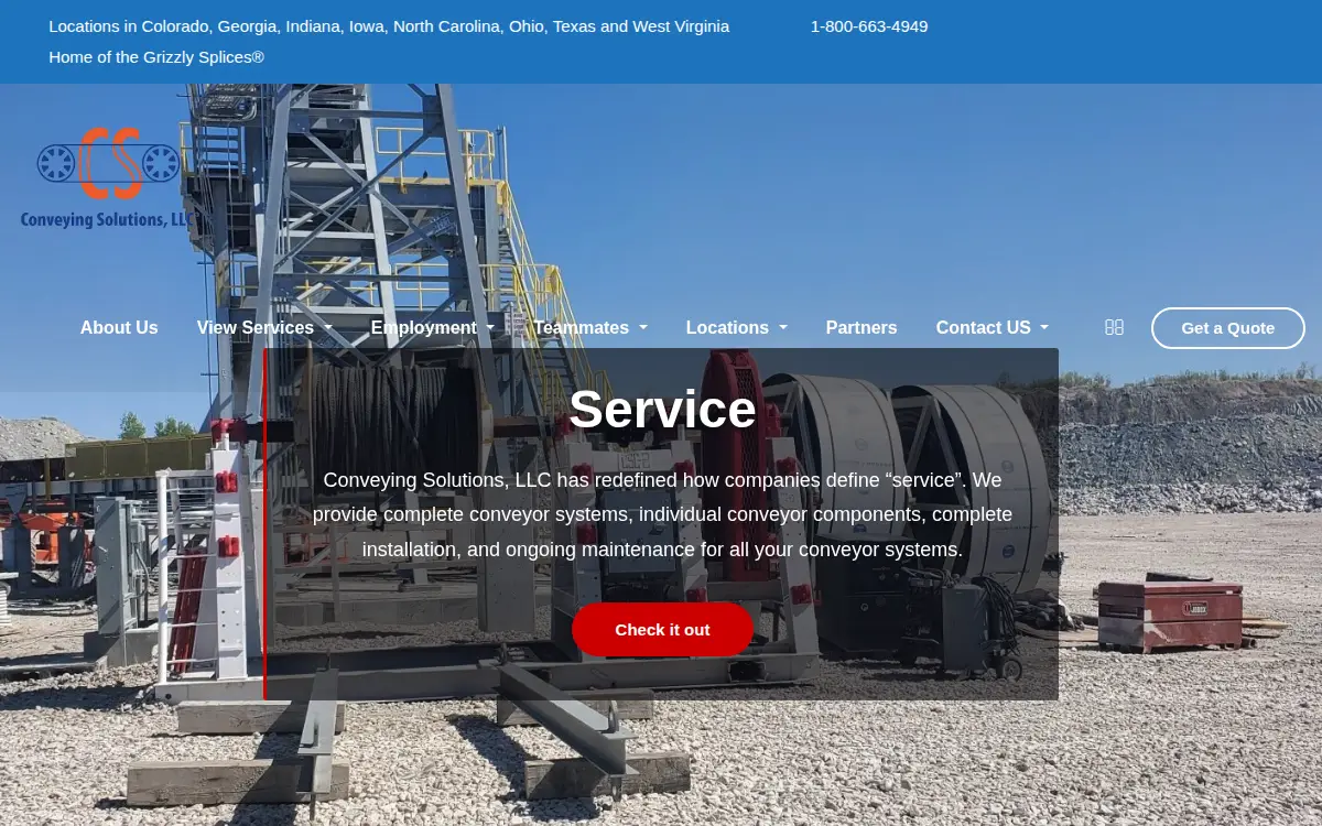 Homepage of Conveying Solutions LLC