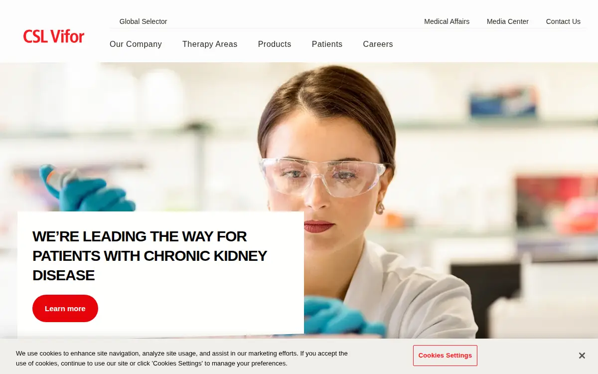 Homepage of Vifor Pharma INC