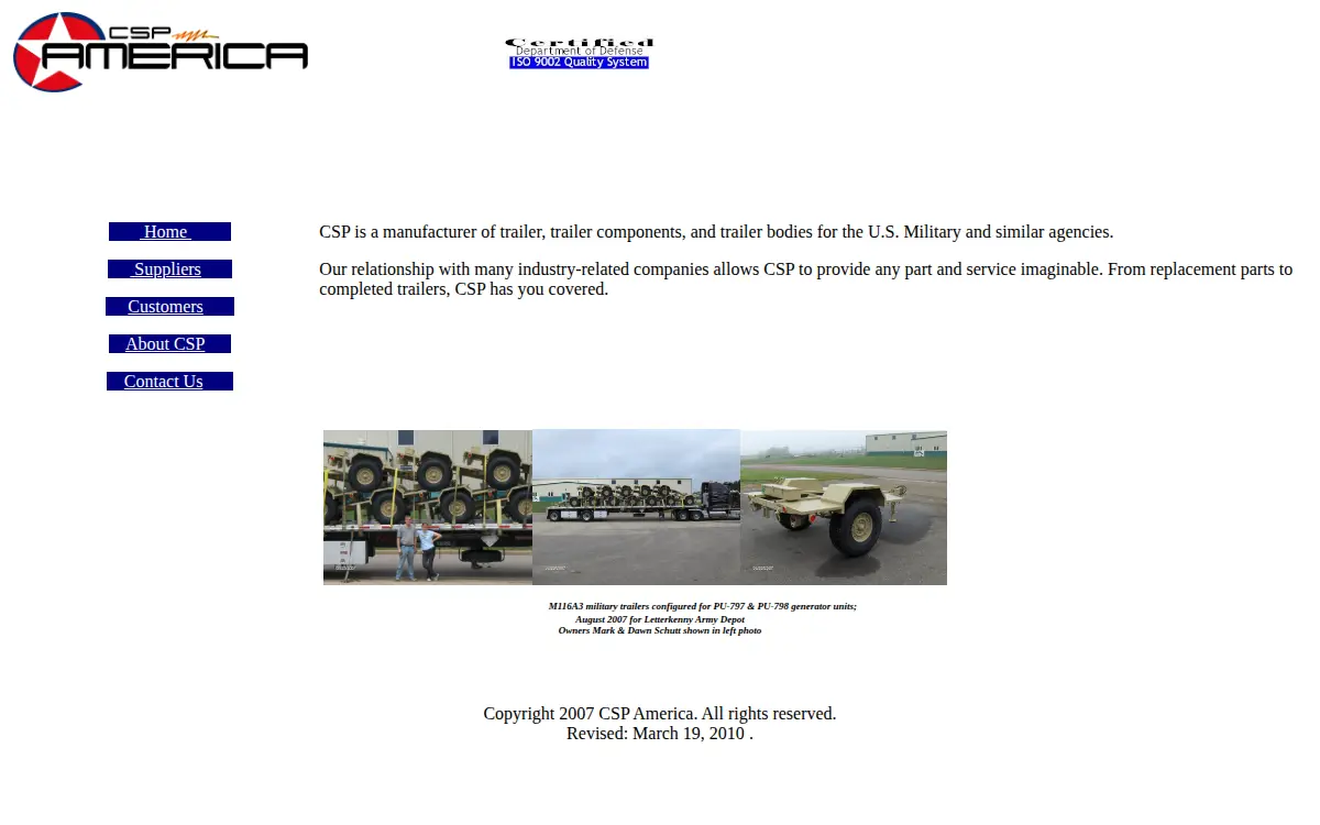 Homepage of Csp America LLC