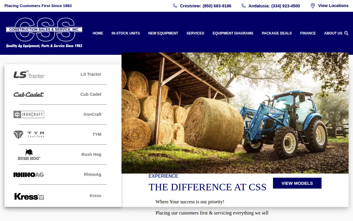 Homepage of Construction Sales and Service, INC
