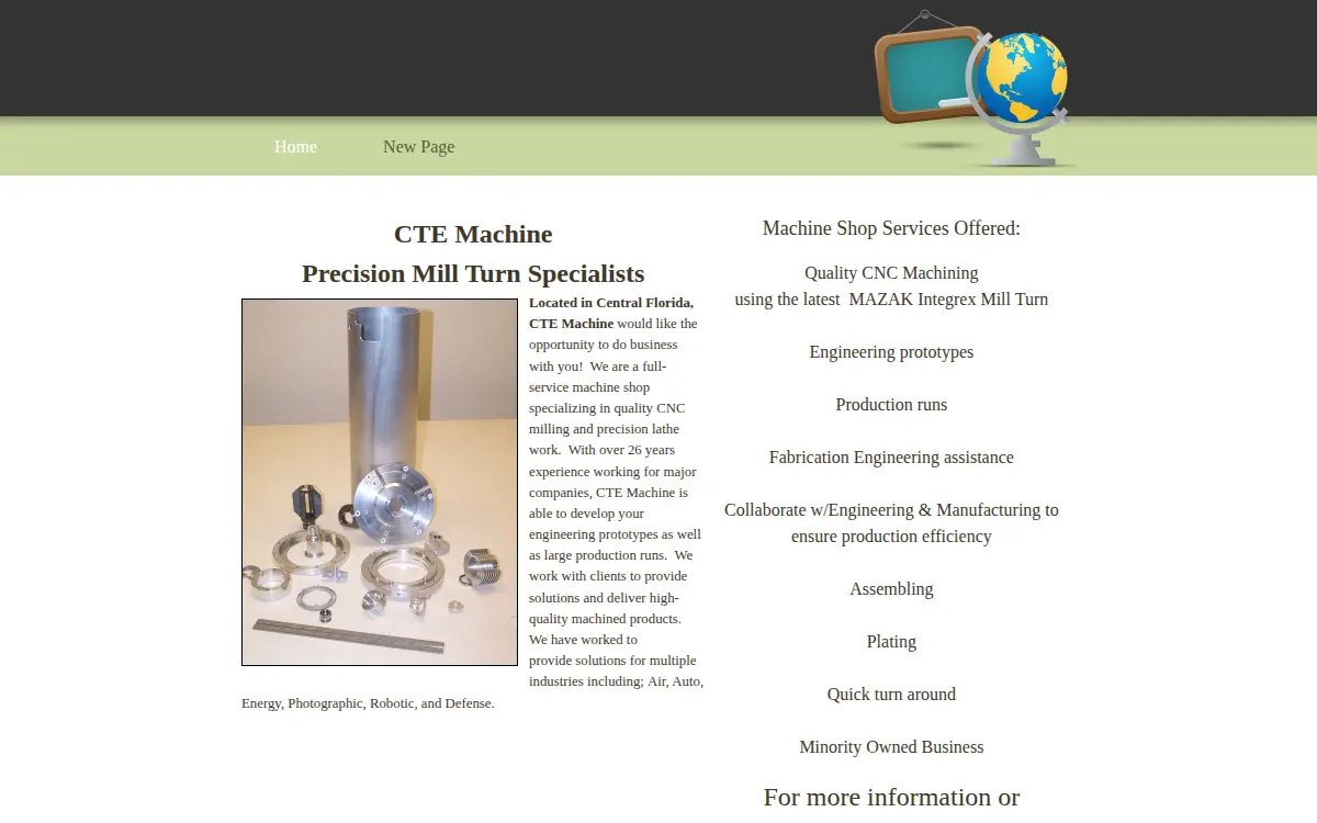 Homepage of Cte Machine, INC.