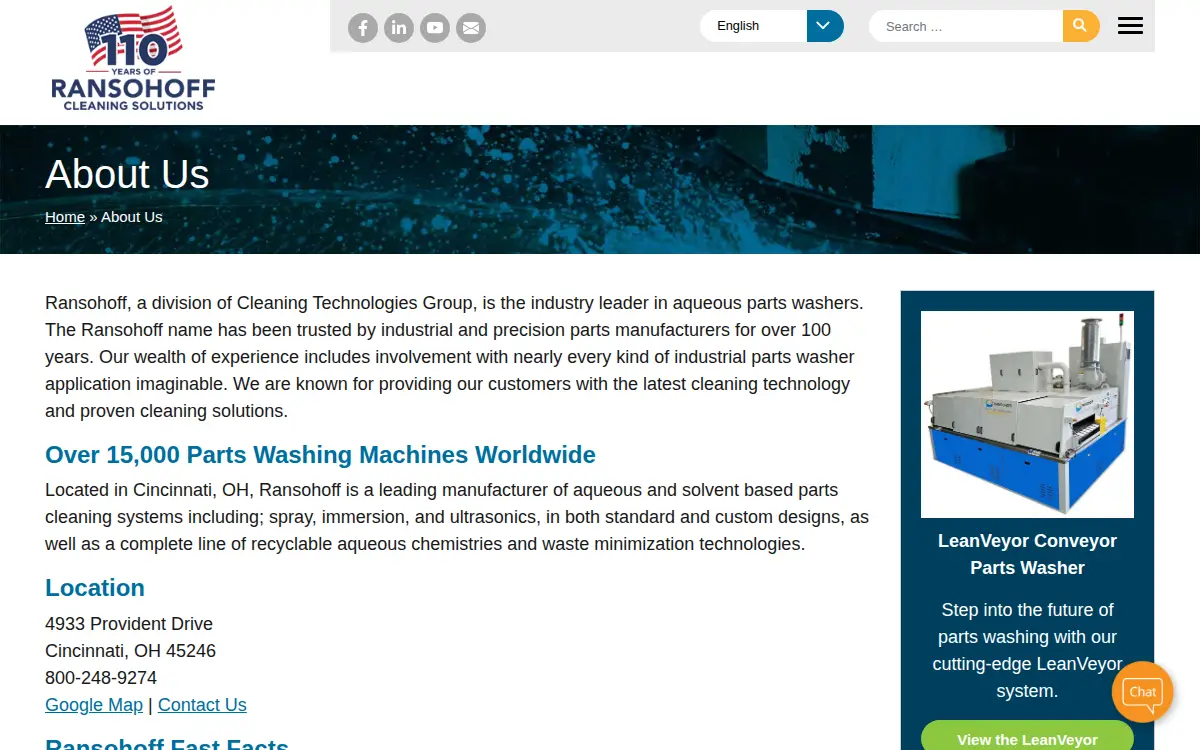 Homepage of Cleaning Technologies Group, LLC