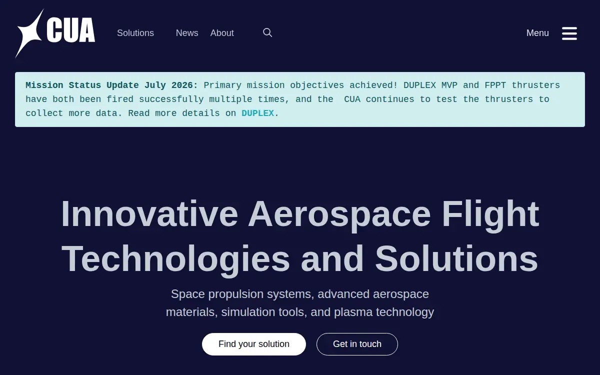 Homepage of Cu Aerospace L.l.c.