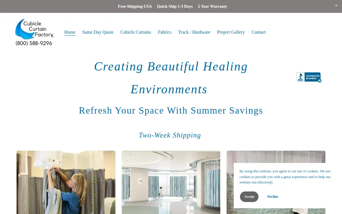 Homepage of Cubicle Curtain Factory, INC.