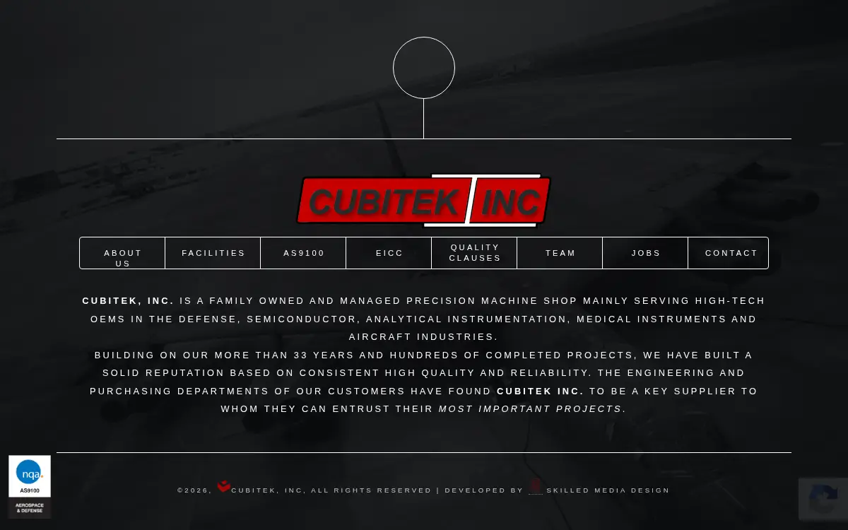 Homepage of Cubitek, INC