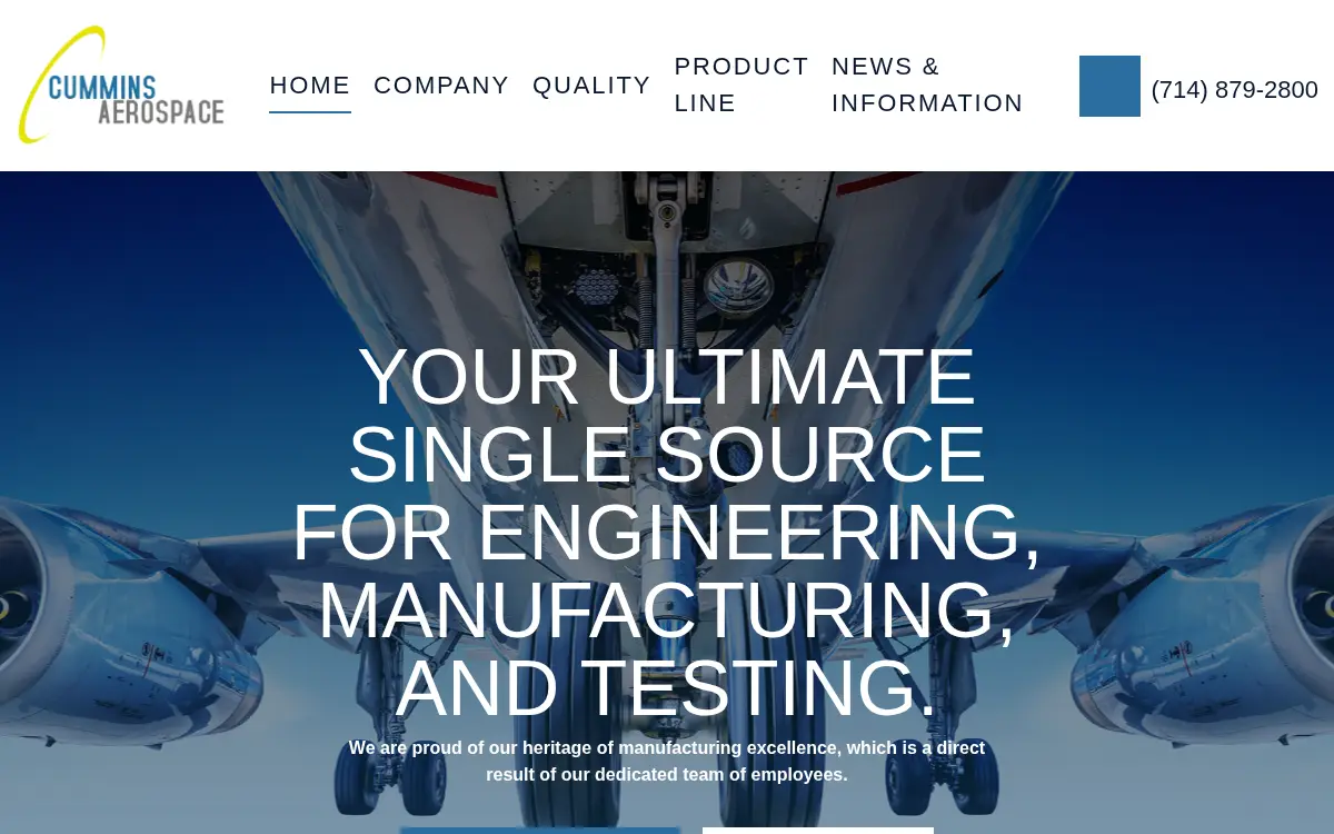 Homepage of Cummins Aerospace, LLC
