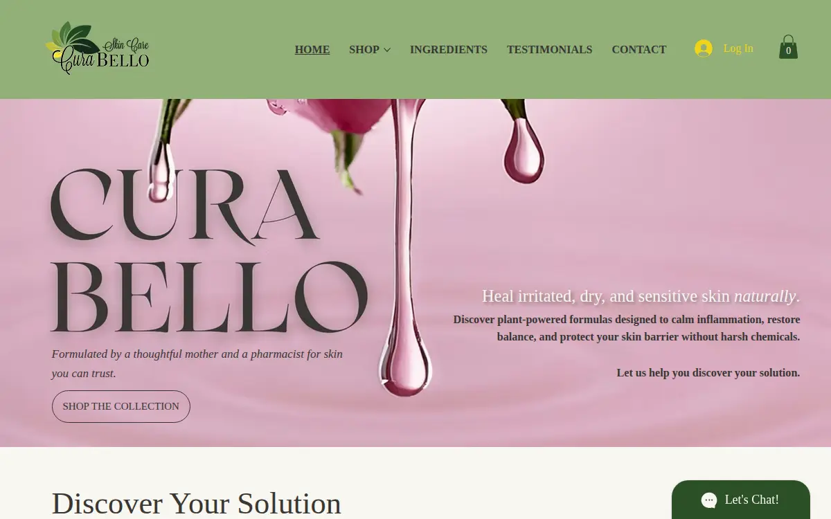 Homepage of Tlh Products- Cura Bello Body Moisturizer, Limited Liability Company