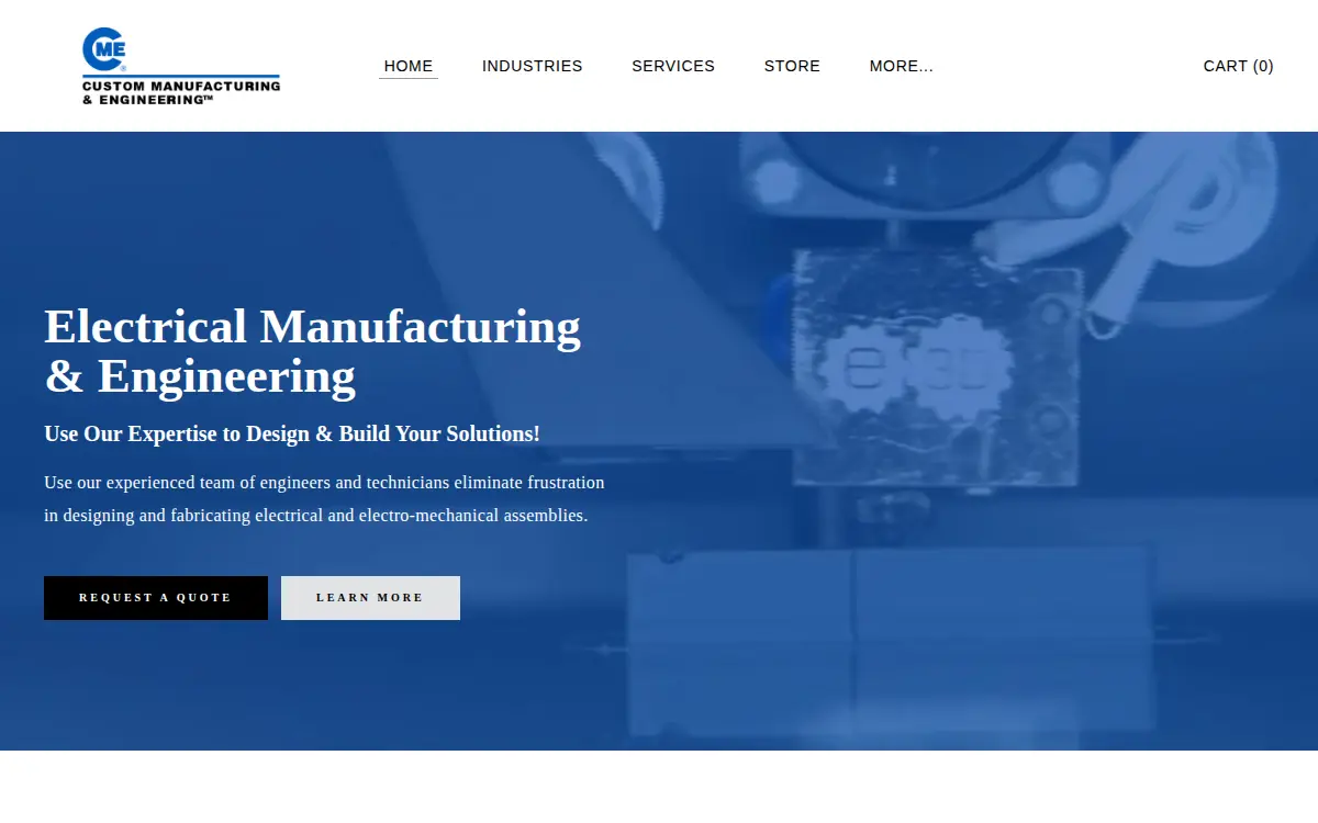 Homepage of Custom Manufacturing & Engineering, INC