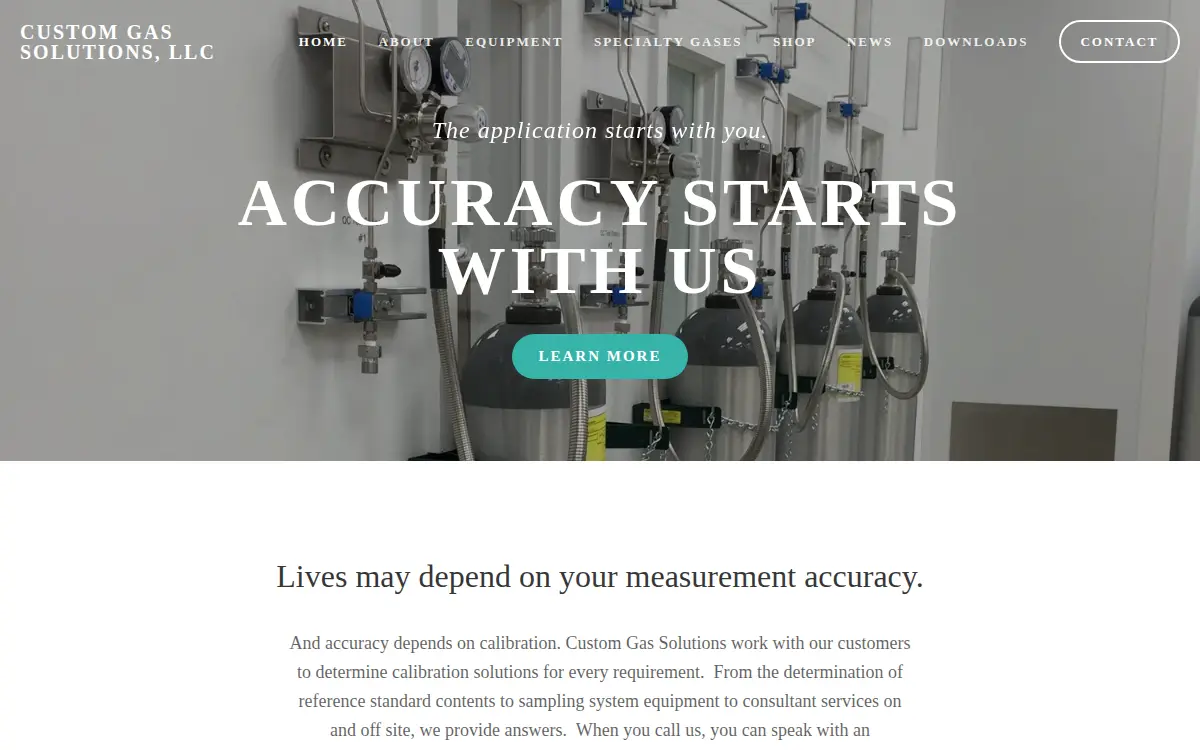 Homepage of Custom Gas Solutions LLC