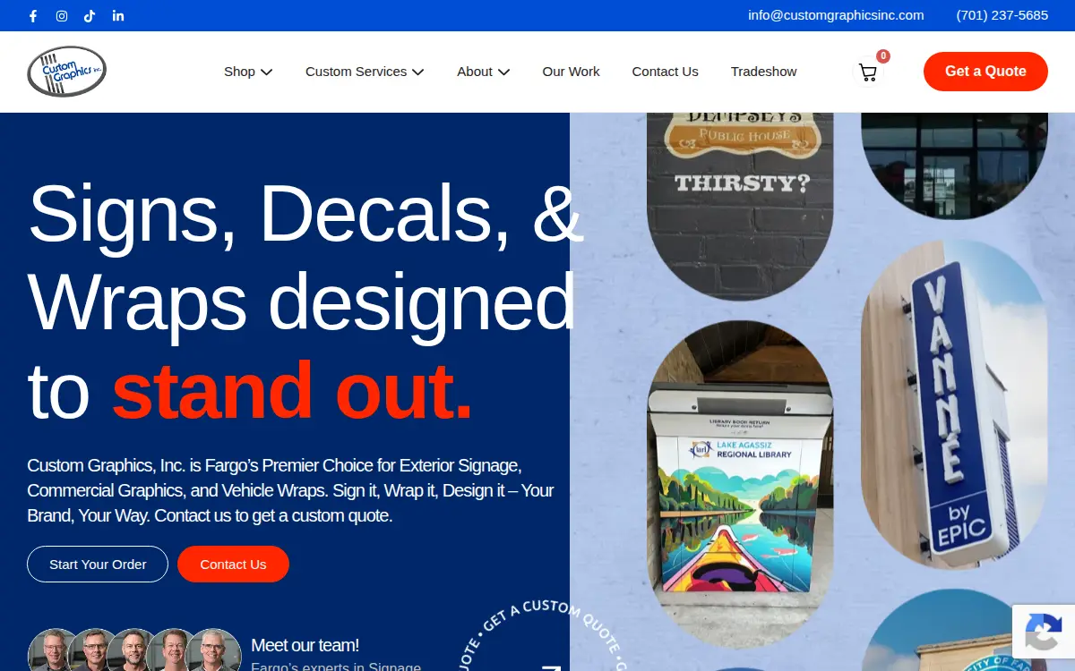 Homepage of Custom Graphics INC