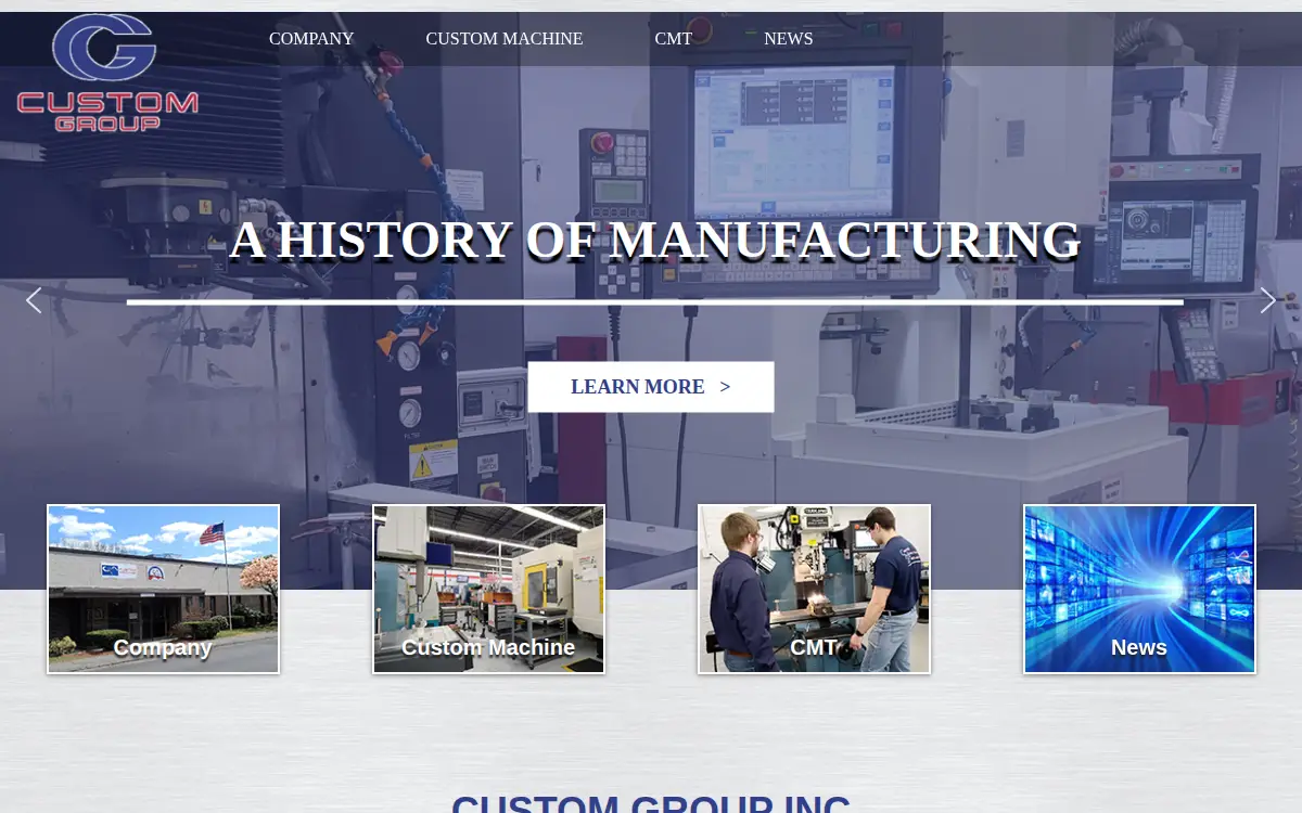 Homepage of The Custom Group, INC.