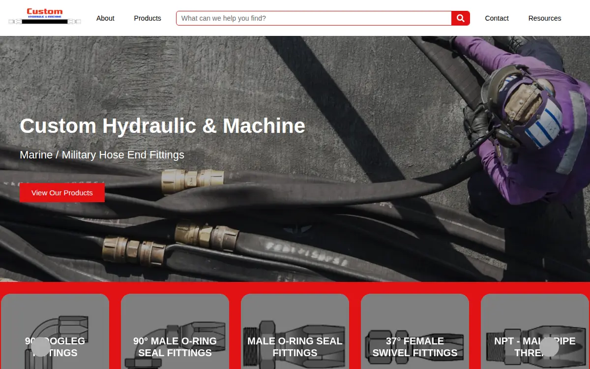 Homepage of Custom Hydraulic & Machine, INC.