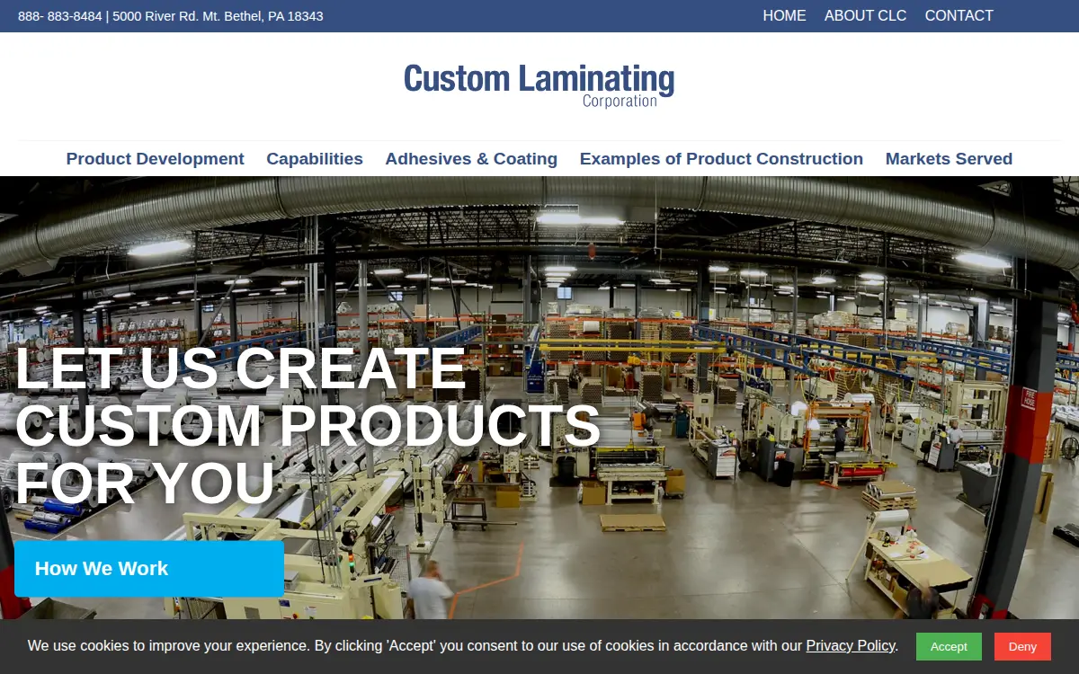 Homepage of Custom Laminating CORP