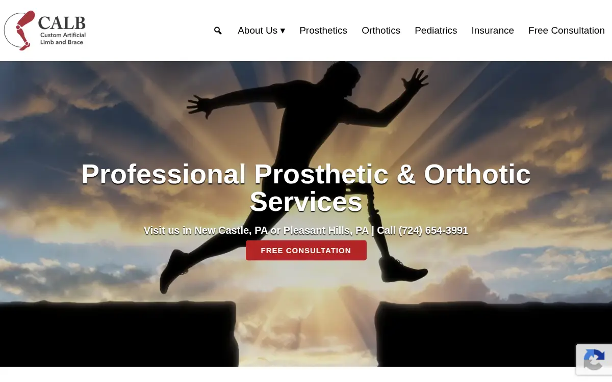 Homepage of Custom Artificial Limb and Brace, INC.