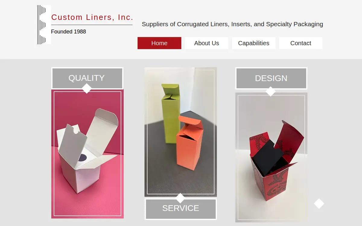 Homepage of Custom Liners, INC.
